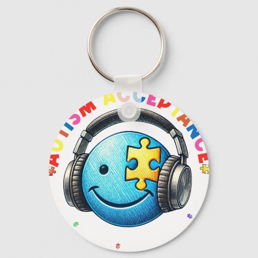 autism acceptance smiley  キーホルダー (正面)
