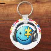 autism acceptance smiley  キーホルダー (正面)