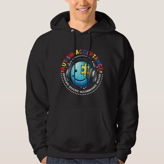 autism acceptance smiley  パーカ (正面)