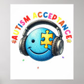 autism acceptance smiley  ポスター (正面)