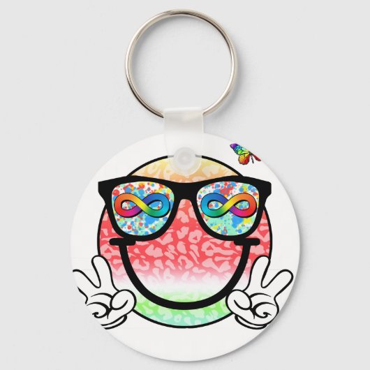 autism acceptance smiley (2 キーホルダー (正面)