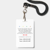 Autism Alert id Badge Tag バッジ (ストラップ付き裏面)