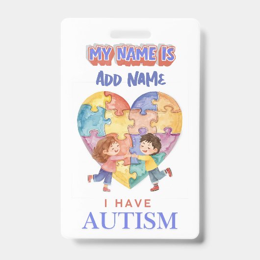 Autism Alert id Badge Tag バッジ (表面)