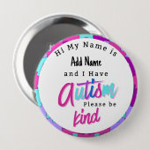 Autism Alert Im Autistic Pin id Badge 缶バッジ (正面&裏面)