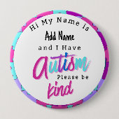 Autism Alert Im Autistic Pin id Badge 缶バッジ (正面)