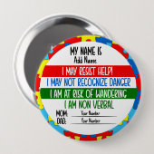 Autism Alert Non Verbal Autistic Pin badge 缶バッジ (正面&裏面)