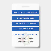 Autism Alert Nonverbal Autistic Contact Badge バッジ (裏面)