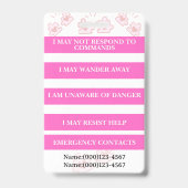 Autism Alert Nonverbal Autistic Contact Badge バッジ (裏面)