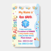Autism Alert Nonverbal Autistic Contact Badge バッジ (表面)