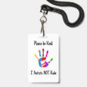 Autism Alert Nonverbal Autistic Contact Badge バッジ (Back with Lanyard)
