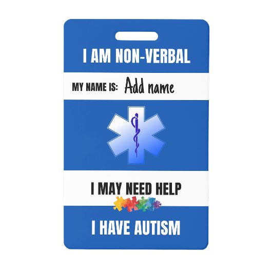 Autism Alert Nonverbal Autistic Contact Badge バッジ