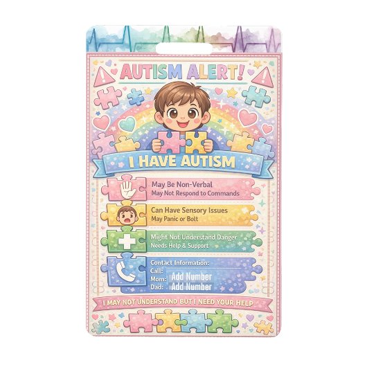 Autism Alert Nonverbal Autistic Contact Badge バッジ