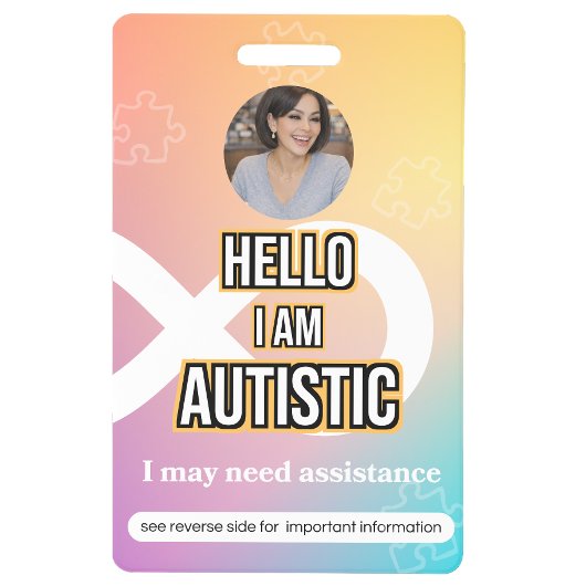 Autism Alert Photo ID Badge–Personal Safety バッジ