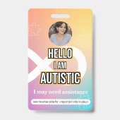 Autism Alert Photo ID Badge–Personal Safety バッジ (正面)