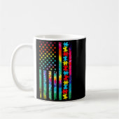 Autism American Flag Tie Dye Autism Awareness Boys コーヒーマグカップ (左)