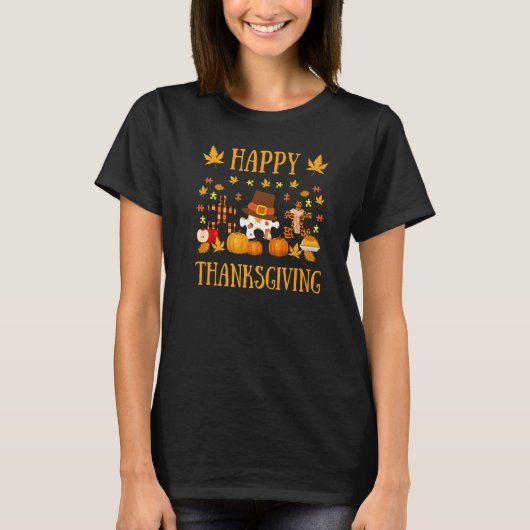 Autism ASD Awareness Puzzle Piece Autumn Happy Tha Tシャツ (正面)