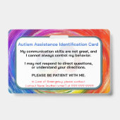 Autism Assistance Identification Card バッジ (裏面)