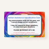 Autism Assistance Identification Card バッジ (裏面)