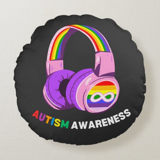 Autism Awareness ラウンドクッション (正面)