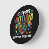 Autism awareness ラウンド壁時計 (傾斜)