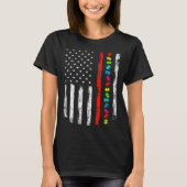 Autism Awareness 4th July Thin Red Line Firefighte Tシャツ (正面)