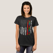 Autism Awareness 4th July Thin Red Line Firefighte Tシャツ (正面フル)