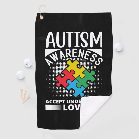 Autism Awareness Accept Understand Love ゴルフタオル (インサイチュ)