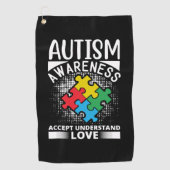 Autism Awareness Accept Understand Love ゴルフタオル (正面)