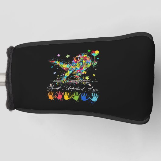 Autism Awareness Accept Understand Love Dinosaurs ゴルフヘッドカバー (正面)