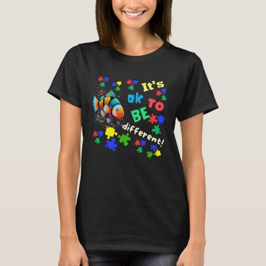 Autism Awareness Acceptance Clown Fish Ok To Be Di Tシャツ (正面)