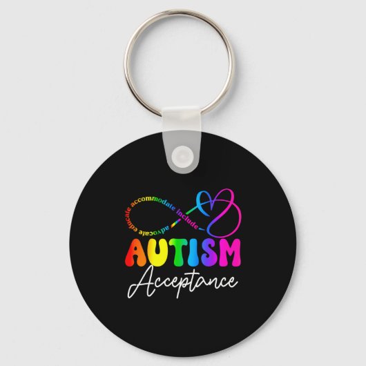 Autism Awareness Acceptance Infinity Symbol Advoca キーホルダー (正面)