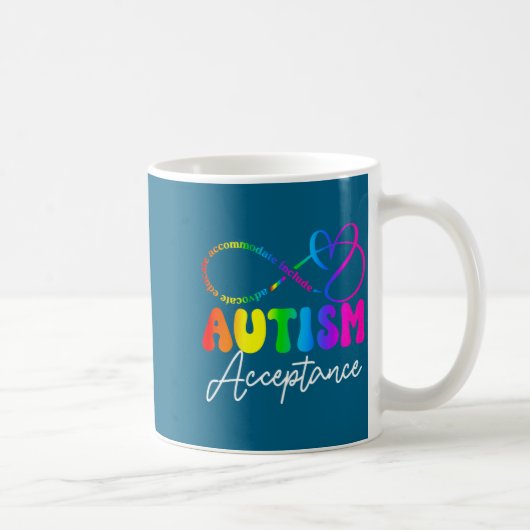 Autism Awareness Acceptance Infinity Symbol Advoca コーヒーマグカップ (右)