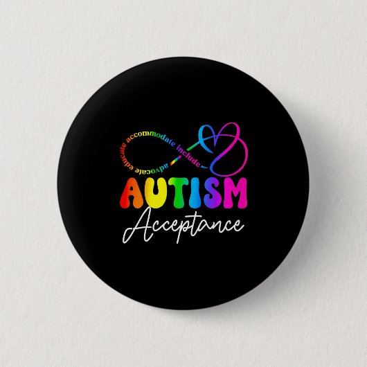 Autism Awareness Acceptance Infinity Symbol Advoca 缶バッジ (正面)