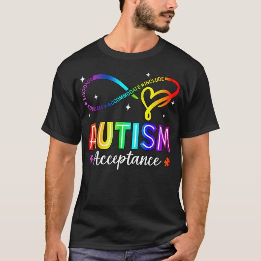 Autism Awareness Acceptance Infinity Symbol Tシャツ (正面)