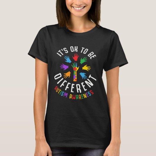 Autism Awareness Acceptance Its Ok To Be Different Tシャツ (正面)