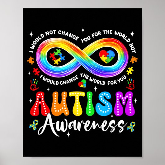 Autism Awareness Acceptance Rainbow Infinity Symbo ポスター (正面)