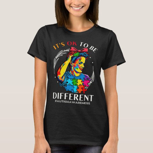Autism Awareness Acceptance Rosie Its Ok To Be Dif Tシャツ (正面)