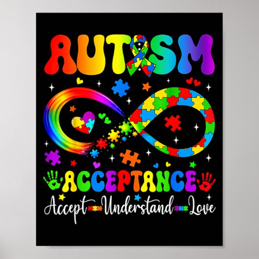 Autism Awareness Acceptance Shirt Infinity Symbol  ポスター (正面)