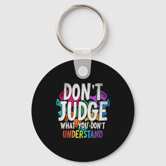 Autism Awareness Adult Uni-kids Black Short Sleeve キーホルダー (正面)