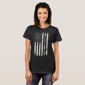 Autism Awareness American Flag Active Tシャツ (正面フル)