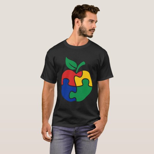 Autism Awareness Apple puzzle Autism Tシャツ (正面フル)