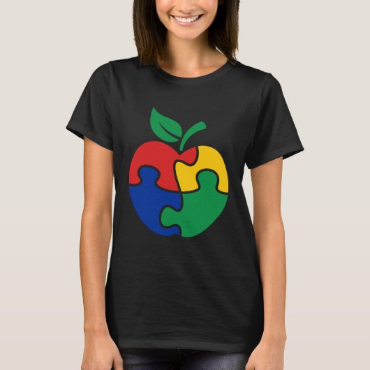 Autism Awareness Apple puzzle Autism Tシャツ (正面)