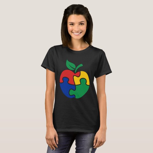 Autism Awareness Apple puzzle Autism Tシャツ (正面フル)