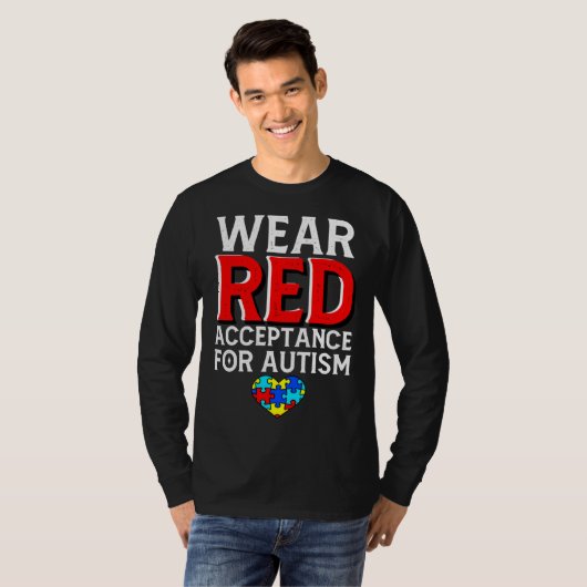 Autism Awareness April Wear Red Acceptance for Aut Tシャツ (正面フル)