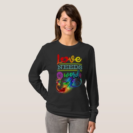 Autism Awareness ASD Infinity Rainbow Love Needs N Tシャツ (正面フル)