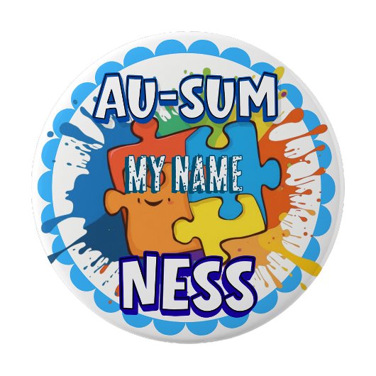 Autism Awareness Ausomeness pin badge 缶バッジ