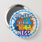 Autism Awareness Ausomeness pin badge 缶バッジ (正面&裏面)