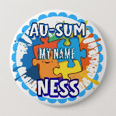 Autism Awareness Ausomeness pin badge 缶バッジ (正面)