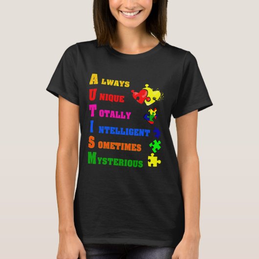 Autism Awareness Autism Acronym Puzzle Piece Suppo Tシャツ (正面)