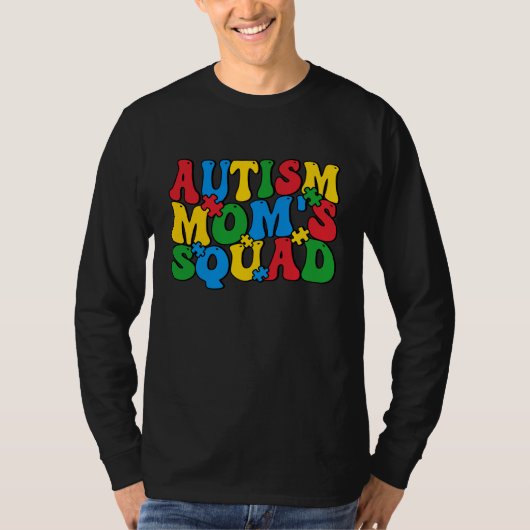 Autism Awareness Autism Mom's Squad Puzzle Pieces Tシャツ (正面)